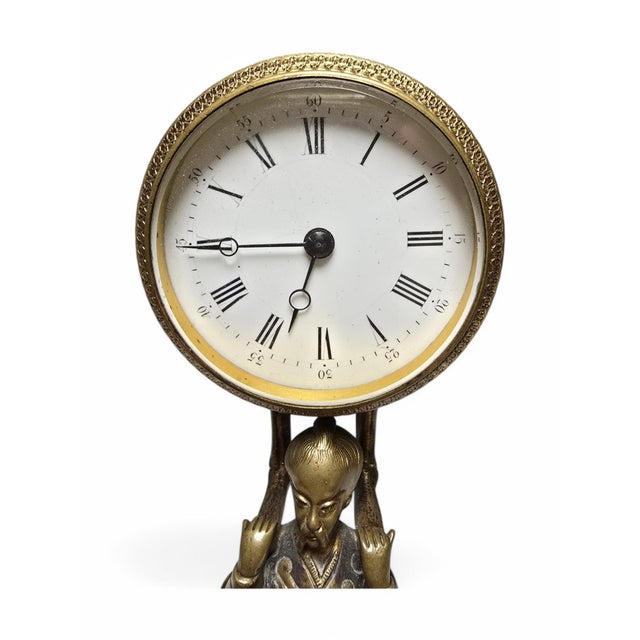 Gold Small Chinese Clock, 1900s For Sale - Image 8 of 13