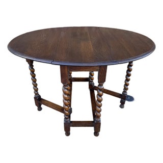 Antique English Barley Twist Table For Sale