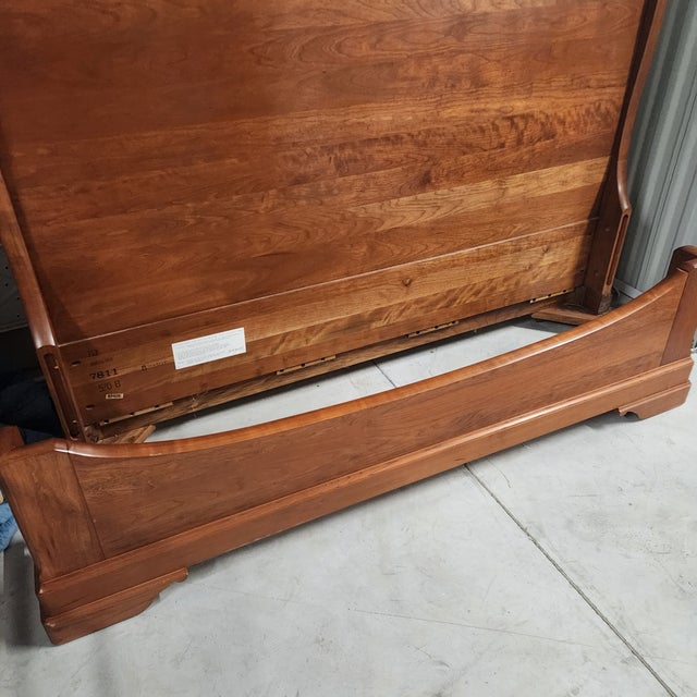 Contemporary Stickley Queen Sleigh Wood Bed Frame 2013 For Sale - Image 3 of 18