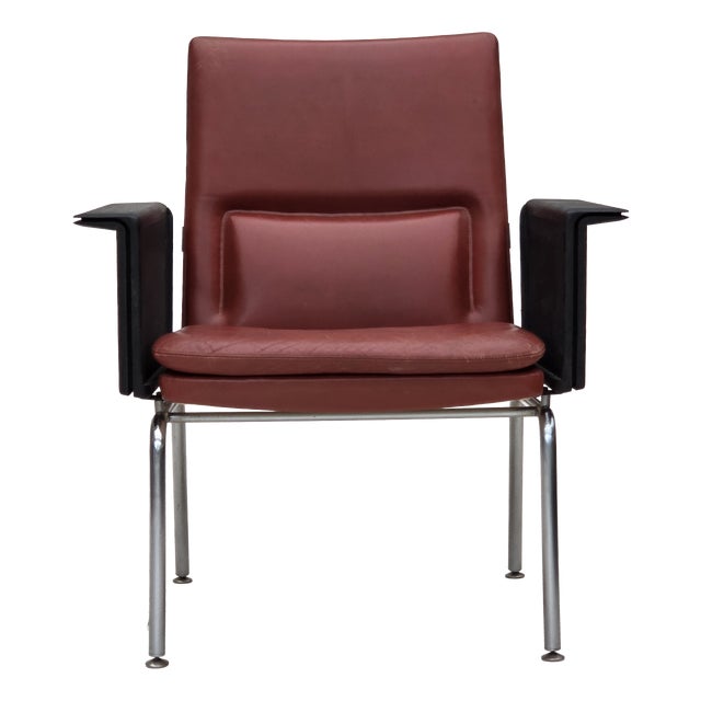 Danish in Leather and Chrome Steel Armchair by Arne Vodder for Sibast, 1970s For Sale