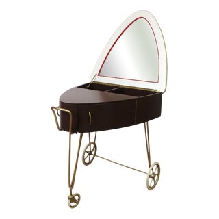 Vintage Dressing Table with Lid on Wheels, 1960s For Sale