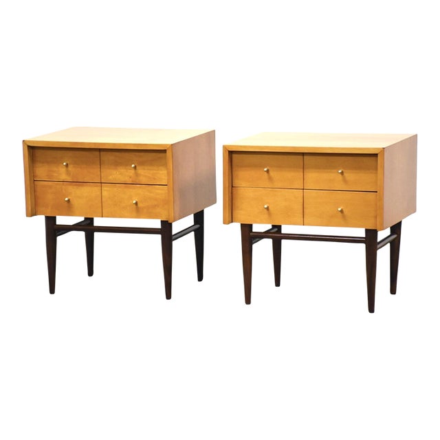 1960s Maple and Walnut Nightstands - a Pair For Sale