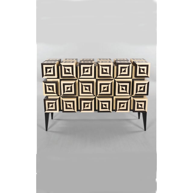 Ondulation 2 Buffet in Black and White Sycamore Marquetry by Aymeric Lefort For Sale - Image 12 of 15