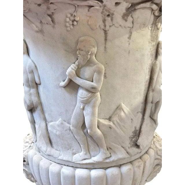 Stone 19th C or Older Antique Italian Carved Marble Bacchanalian Garden Urns - a Pair For Sale - Image 7 of 12