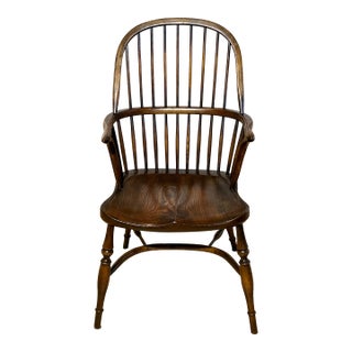 Late 20th Century Fine English Reproduction Oak Windsor Stickback Arm Chair For Sale