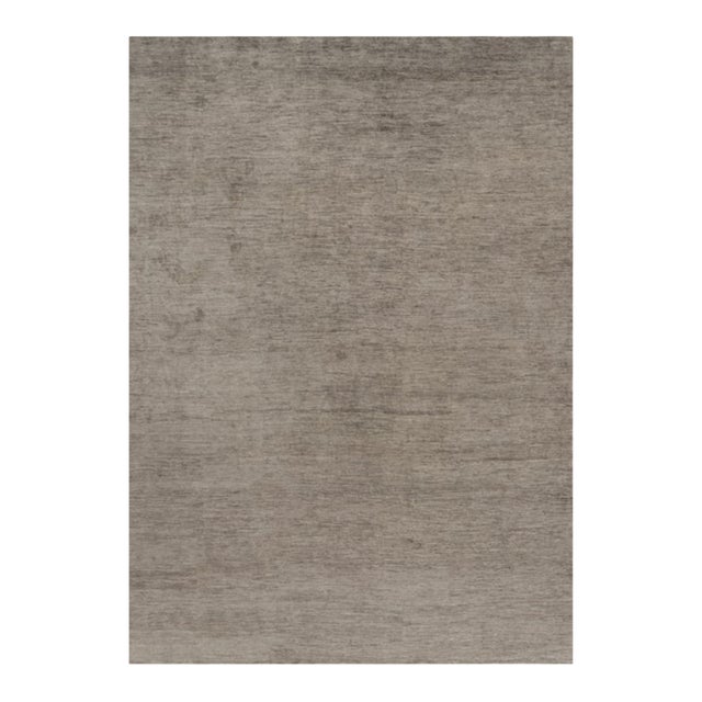Rug & Kilim’s Oversized Modern Textural Rug in Brown, Gray and Beige Striae - 12x17 For Sale