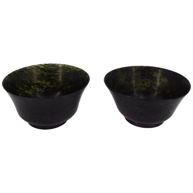 19th Century Chinese Jade Bowls, Set of 2 For Sale