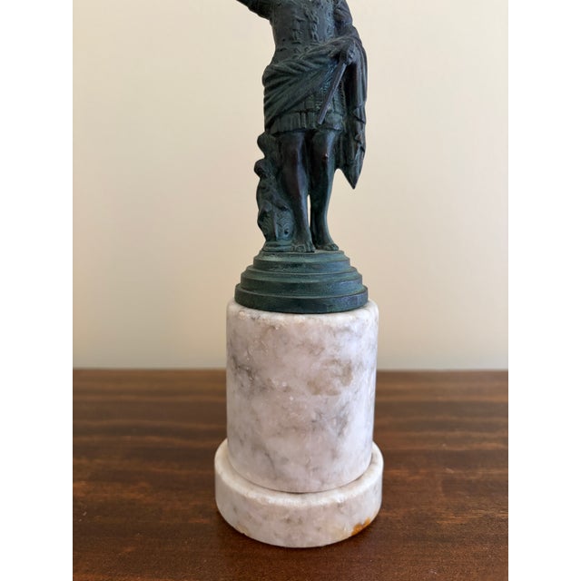 Early 20th Century Neoclassical Brass Figure on Marble Base, Grand Tour Style Roman Sculpture For Sale - Image 5 of 10