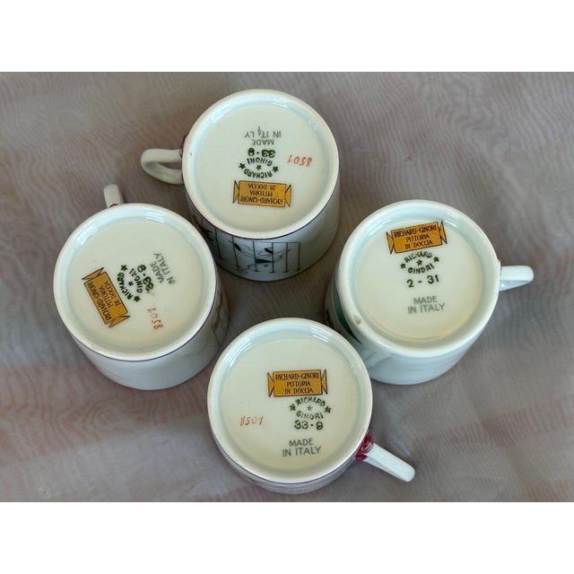 Gio Ponti for Richard Ginori Porcelain Espresso Demitasse Cups Set of 4 For Sale - Image 14 of 18