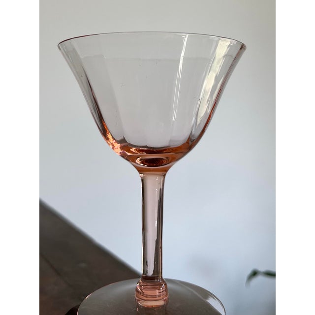 1950s Tiffin Franciscan Pink Faceted Champagne Glasses-Set of 4 For Sale In Houston - Image 6 of 9