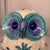 Off-white Mid-Century Modern Italian Attributed to Alvino Bagni Ceramic Owl Figurine With Blue Jewel Glass Eyes & Floral Crackle Glaze 10” White and Blue For Sale - Image 8 of 11