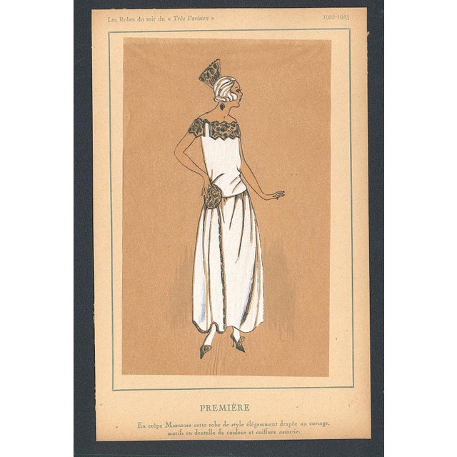 This is an original French Art Deco pochoir from a RARE portfolio, “Trés Parisien” dated 1922-1923. It was described as...
