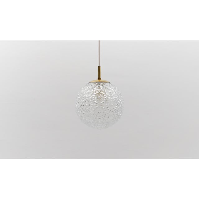 Large Ball Pendant Lamp in Brass and Clear Glass, 1960s For Sale - Image 11 of 12