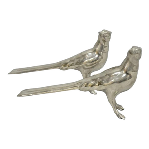 Vintage Pheasant Bird Silver Plated Figurine Salt & Pepper Shakers - A Pair