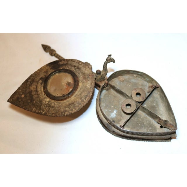 Rare Primitive Antique 18th Century Indian Tooled Wrought Iron Figural Betel Box For Sale - Image 9 of 12