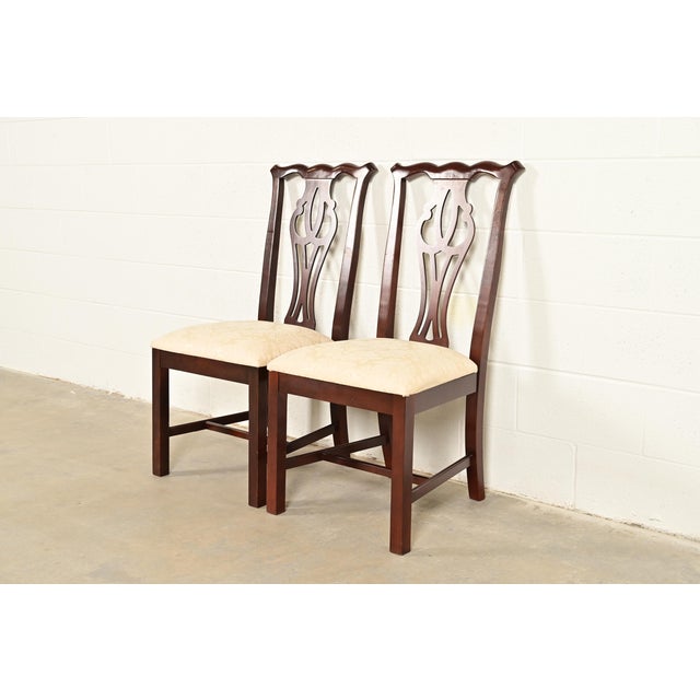 Thomasville Georgian Carved Mahogany Side Chairs or Dining Chairs, Pair For Sale - Image 13 of 13