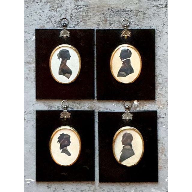 Vintage Silhouette Portraits in Black Frames - Set of 4 For Sale - Image 10 of 12