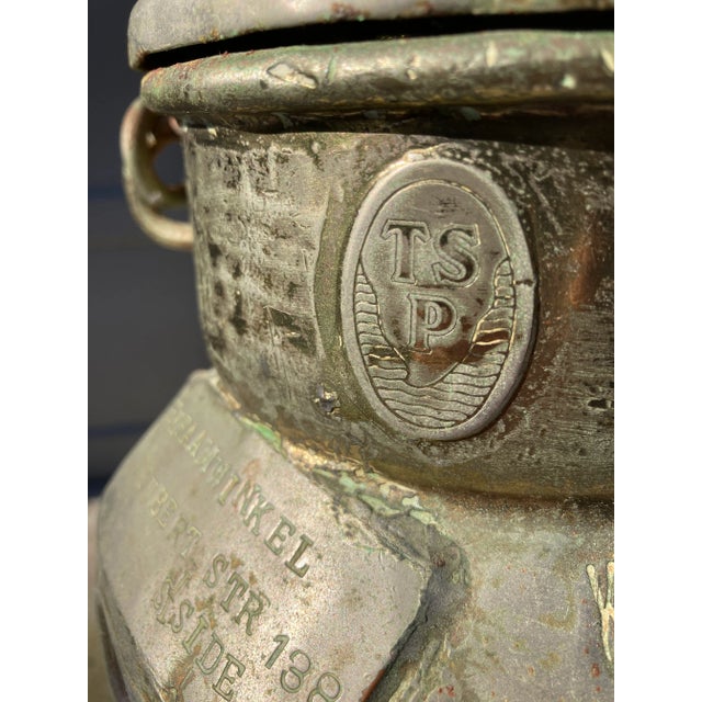 Farmhouse Antique Heavy Brass South African Milk Pail For Sale - Image 3 of 10