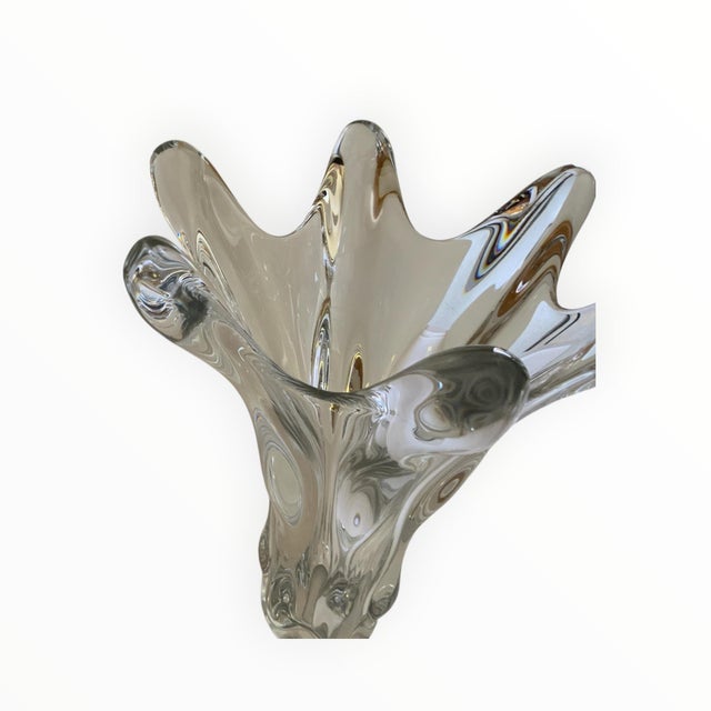 Art Vannes Vintage MCM Art Vannes France Large Sculptural Crystal Splash Vase 14.25" C. 1960s-1970s For Sale - Image 4 of 5