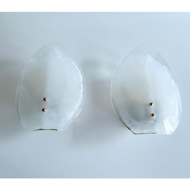 Large Vintage Murano Glass Leaf Sconces, 1970s, Set of 2 For Sale - Image 10 of 18