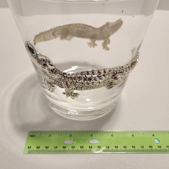 Vintage Mid-Century Style Alligator Glass Champagne Ice Bucket For Sale - Image 9 of 11