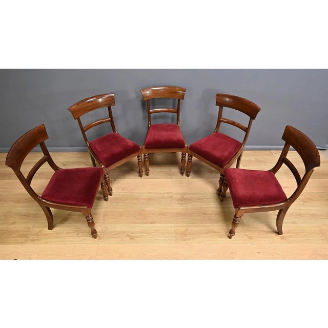 Wood English Victorian Chairs in Mahogany, Set of 5 For Sale - Image 7 of 15