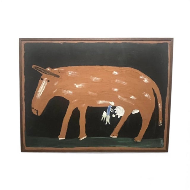 A rare, museum-caliber original painting by acclaimed Alabama folk artist Jimmy Lee Sudduth (1910–2007), titled “Man...