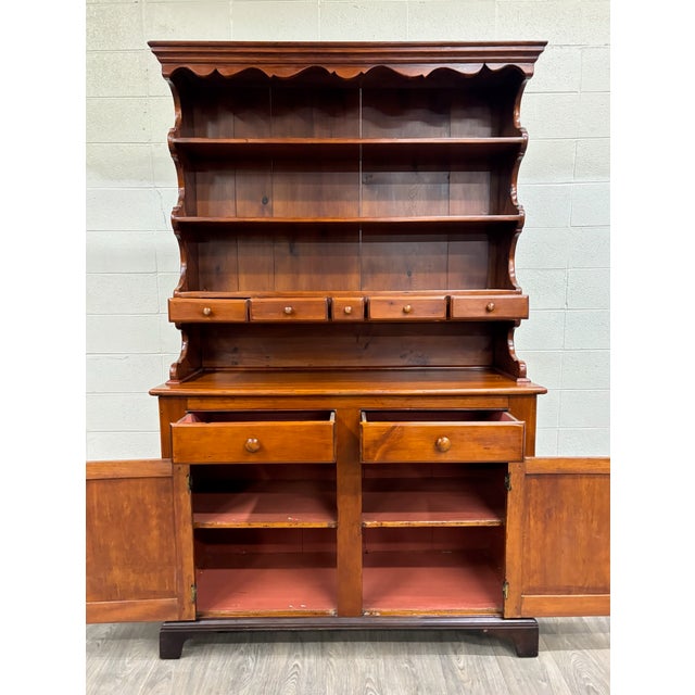 This is a gorgeous antique, likely made 1880-1920, American Country stepback hutch / Welsh cupboard. Wood appears to be...