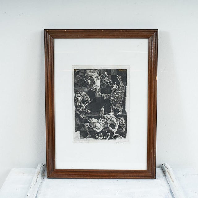 Wood Bonora, Metaphysical Artwork, 1970s, Engraving For Sale - Image 7 of 7