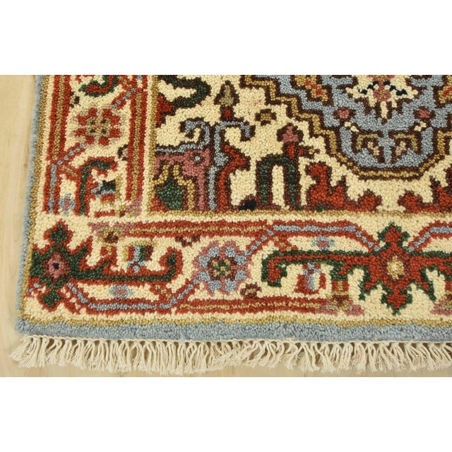 Heriz Runner 2’6” X 9’10” Blue Wool Tribal Hand-Knotted Oriental Rug For Sale - Image 9 of 12