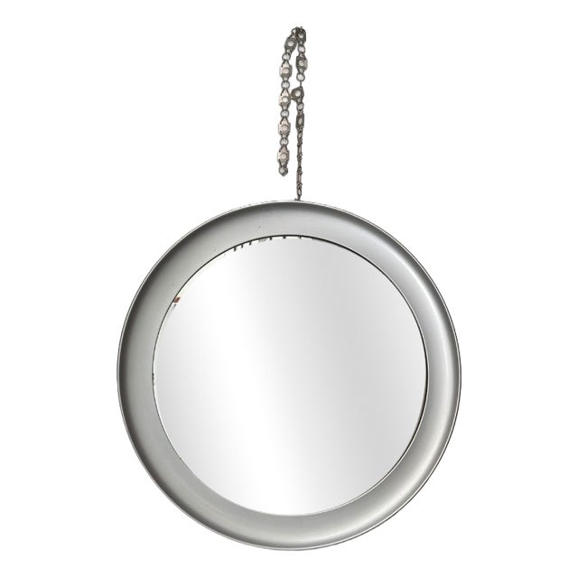 Circular Brushed Metal Mirror attributed to Sergio Mazza for Artemide, Italy, 1960s-1970s For Sale