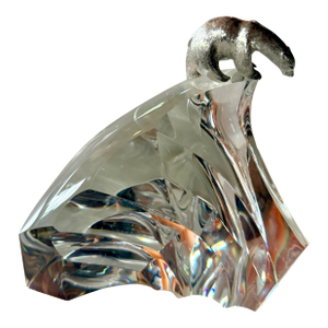 Rare Steuben Ice Bear Crystal Sculpture Model #1022 James Houston Sterling Silver Polar Bear Iceberg Figurine