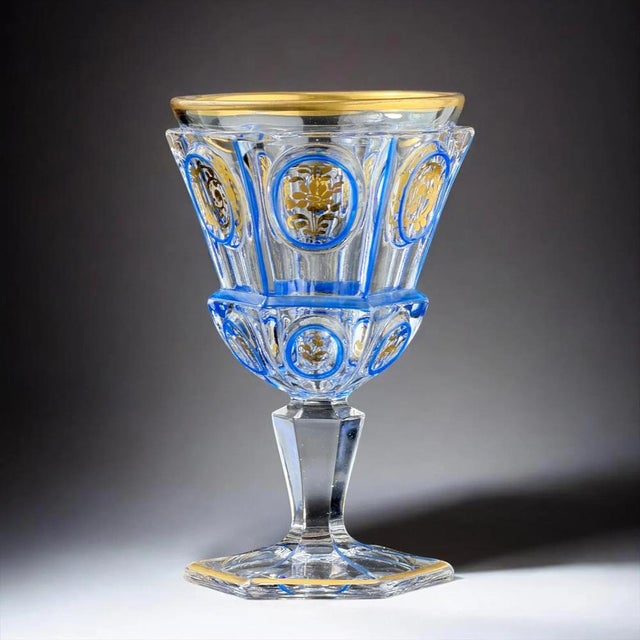 Rococo Gilt and Blue Enamel Art Glass Goblet, Late 19th Century For Sale - Image 3 of 11