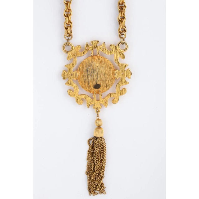 Gold 1960s Shield Medallion Necklace For Sale - Image 8 of 9
