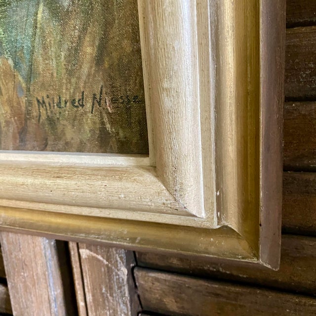 Waterfowl Ducks Hunting Scene Framed Oil on Canvas by Mildred Niesse For Sale - Image 16 of 17