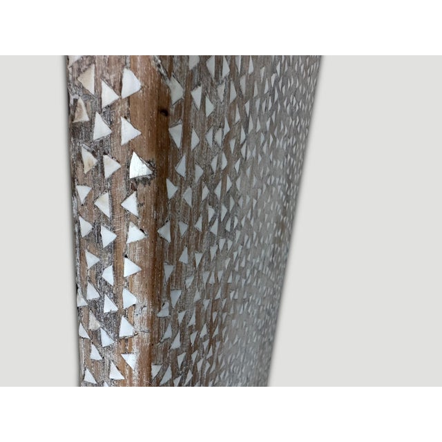 Andrianna Shamaris Shell Inlaid Teak Wood Frame Mirror For Sale - Image 14 of 18