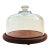 Vintage Glass Cloche on Teak Base For Sale