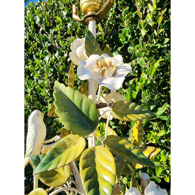 Mid 20th Century Italian Tole Flora and Fauna Table Lamp For Sale - Image 11 of 16