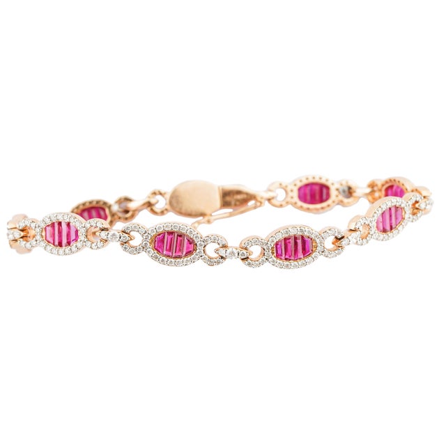 Natural ruby 5.72 & diamond 2.08cts bracelet in 18k gold For Sale - Image 9 of 18