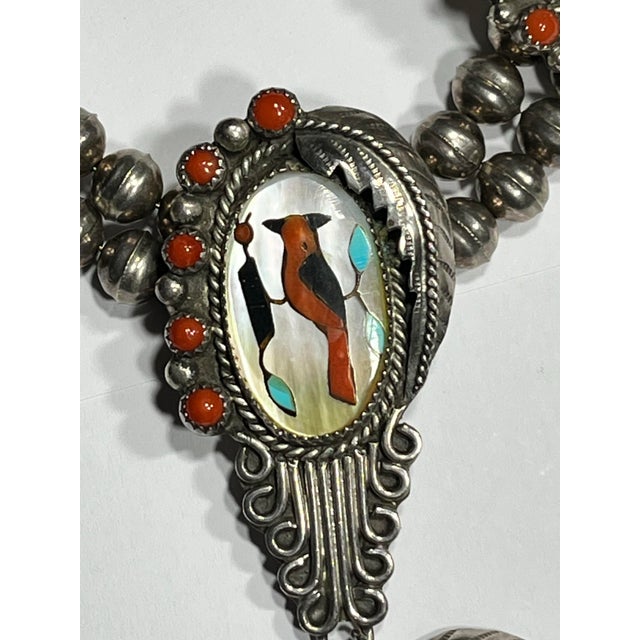 1980s Zuni Inlay Cardinal Station Necklace For Sale - Image 4 of 10