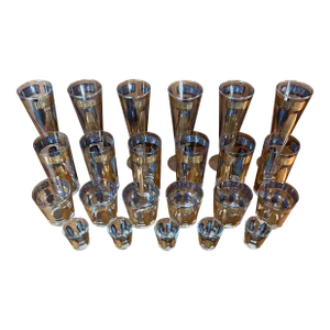 1970s Vintage Culver Style Bar Glass Set - 23 Pieces