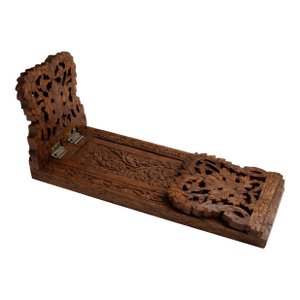 Hand-Carved Hardwood Expandable Novel Rest, Mid-20th Century
