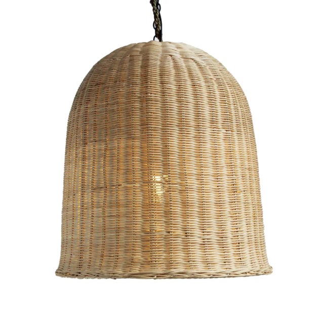Classic and simple dome shaped wicker pendant lantern. Hand crafted natural raw wicker matte finish. Great texture and...