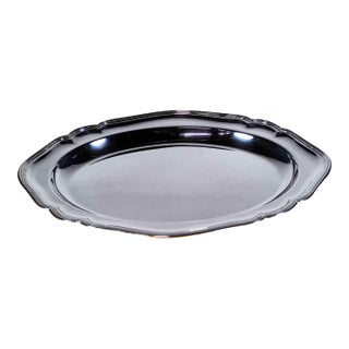 1960’s Vintage Mappin & Webb Silverplate Oval Platter Chippendale Applied Mount For Sale