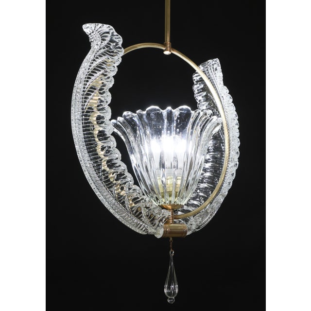 Art Deco 1950s Amazing Murano Glass Art Deco Pendant Chandelier by Ercole Barovier, 1940s For Sale - Image 3 of 16