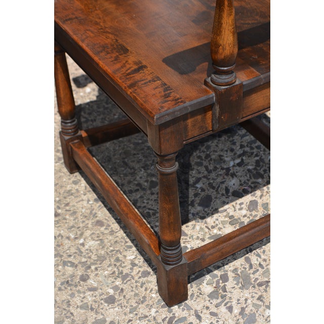 Wood Antique Elgin a Simonds Dark Oak Wood Wainscot Side / Dining Chair W/ Arms & Carved Back For Sale - Image 7 of 18
