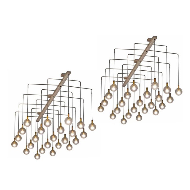 Mid-Century Modern Chandelier in Metal and Patinated Brass, 1950s For Sale - Image 15 of 15
