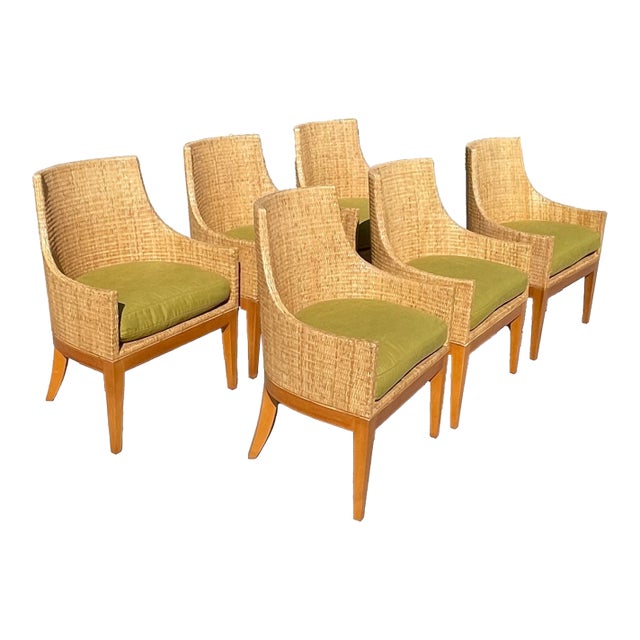 6 Authentic McGuire Vintage Dining Chairs, Umbria Collection by Orlando Diaz-Azcuy For Sale