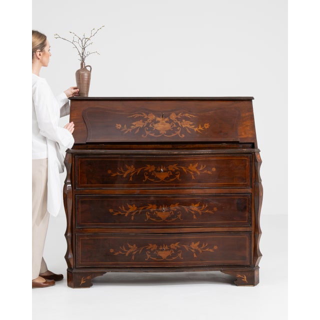 19th Century Fine Inlaid Secretary Desk For Sale - Image 11 of 16
