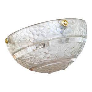 René Lalique Signed Art Deco St Vincent Frosted Crystal Pendant Light Fixture